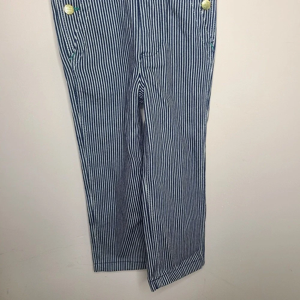 Liberty Youth Boys Denim Hickory Stripe Bib Overalls Size 5R Train Conductor